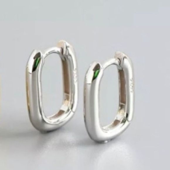 The Silver Geo Hoop. Dainty huggie earrings stamped 925 - Picture 4 of 8